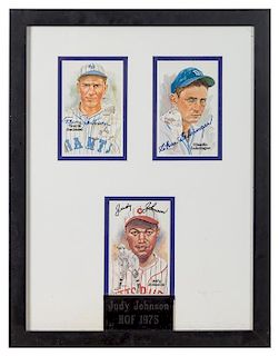 A Framed Group of Three Baseball Autographs 19 1/2 x 15 inches overall.
