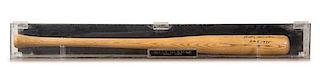 A Bill Herman Autographed Baseball Bat Length of display case 63 3/4 inches.