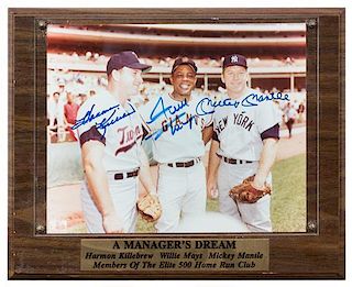 A Harmon Killebrew, Willie Mays and Mickey Mantle Autographed Photo Photo 8 x 10 inches.