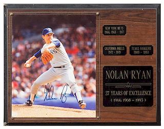 A Nolan Ryan Autographed Photo Photo 10 x 8 inches.