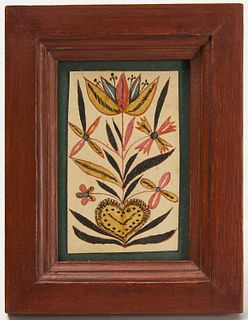 Fraktur with Flowers and Heart