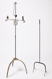 Two Iron Candle Stands and Snuffer