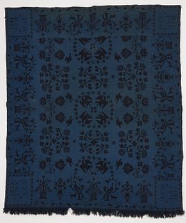 Blue and Black Coverlet
