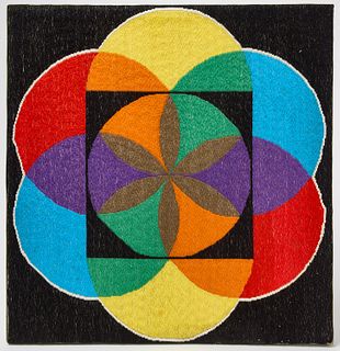 Abstract Embroidery with Multicolored Geometry