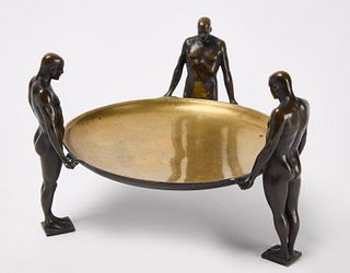 Bronze Centerpiece Dish with Figures