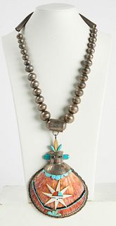 Native Necklace with Large Decorated Shell