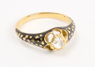 Early Enamled Ring with Stone