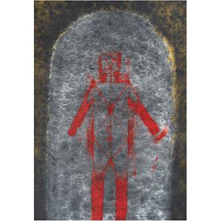 RUFINO TAMAYO, Hombre en rojo, 1983, Firmada, Litografía K IV, 50 x 35 cm