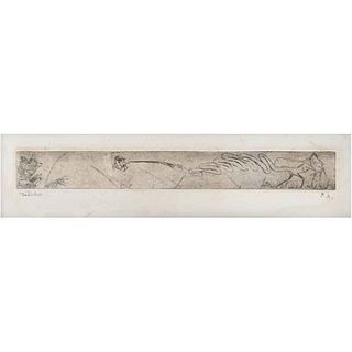 FRANCISCO TOLEDO, Sin título, Firmado, Grabado al aguatinta P.A., 9 x 33 cm