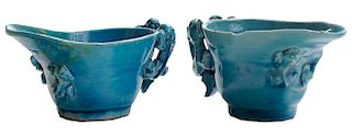 Pair Turquoise-Glazed Porcelain