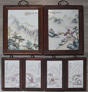 (6) Signed Chinese Enamel Decorated Plaques.