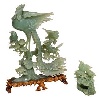 Asian Jadeite Jade Bird Statues