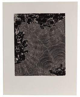 Barbara Takenaga (American, b.1949) 'Black Lines on Gray Meteor' Relief Solar Plate