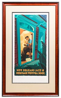 Wynton Marsalis and Paul Rogers '2002 New Orleans Jazz Fest' Lithograph