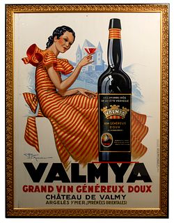Henri LeMonnier (French, 1893-1978) 'Valmya Grand Vin Genereux Doux' Lithograph Poster