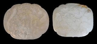 Two Carved Jade Lidded Boxes, with