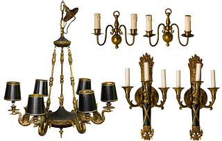 French Empire Style Chandelier and Sconces