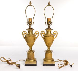 French Empire Style Gilt Bronze Table Lamps