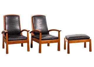 Thomas Moser 'American Bungalow' Lounge Chairs and Ottoman