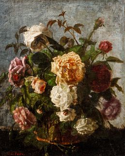 Charles Ethan Porter oil Basket of Roses