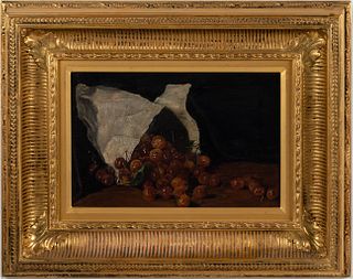 Unsigned, Bag of Cherries, Oil on Canvas