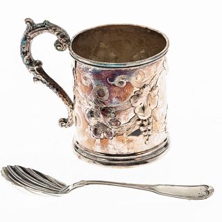 Carrington Silver Mug and Radcliffe & Guignard Spoon