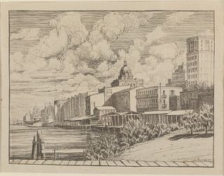 H. G. Durston (1881-1955), River St, 1925, Engraving
