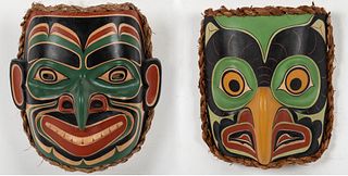 Two Northwest Coast Polychrome Painted Masks, Cree
