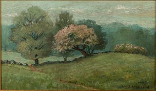 J. Macleod, Landscape with Flowering Tree, O/B