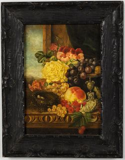 Unsigned, Still Life of Fruit and Flowers, O/B