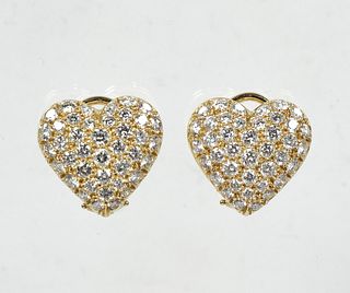 18K Diamond Heart Earrings