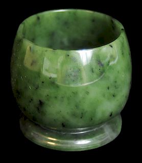 Finely Carved Spinach Jade Footed