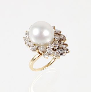 18K South Sea Pearl Diamond Ring