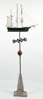 Antique Ship Weathervane on Stand