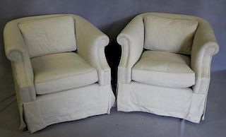 Pair Of Midcentury Style Upholstered Club Chairs