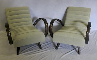 Pair of Art Deco Style Open Arm Lounge Chairs.