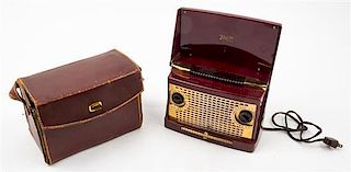 A Zenith Zenette Radio Width of case 8 5/8 inches.