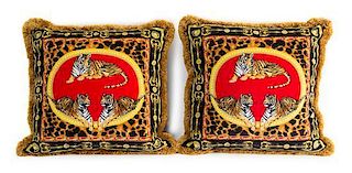 * A Pair of Versace Pillows. Height 15 1/2 x width 15 1/2 inches.
