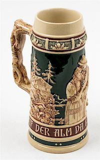 * A German Pottery Mug Height 9 1/2 inches.
