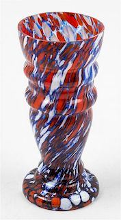 * A Czechoslovakian Glass Vase Height 8 3/8 inches.