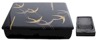 Carved Black Ink Stone with Black-