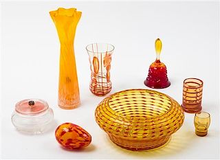 * An Assembled Group of Eight Glass Articles Height of tallest 10 1/4 inches.