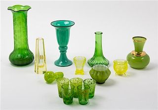 * An Assembled Group of Glass Table Articles Height of tallest 10 1/4 inches.