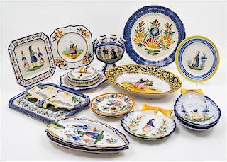 * A Collection of Quimper Pottery Articles Diameter of first 12 1/4 inches.