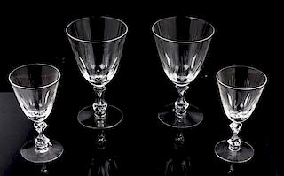 A Collection of Etched Glass Stemware Height of tallest 6 1/4 inches.