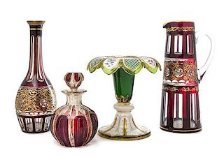 * A Collection of Bohemian Glass Articles Height of first 14 inches.