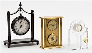 * A Group of Three Desk Clocks Height of tallest 8 inches.