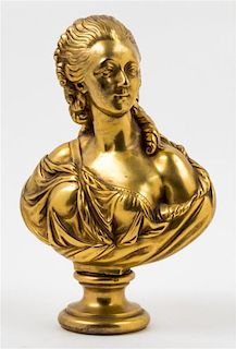 * A Gilt Bronze Bust Height 10 inches.