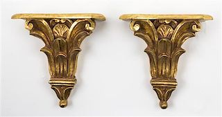 * A Pair of Italian Giltwood Brackets Height 9 1/2 inches.