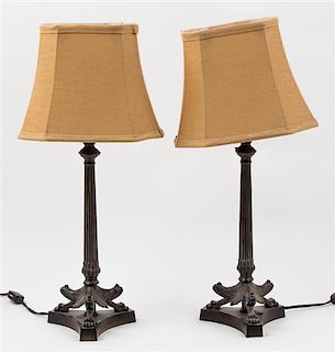 * A Pair of Neoclassical Style Table Lamps Height 19 1/4 inches overall.